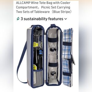 Blue and White Picnic Set with Glasses